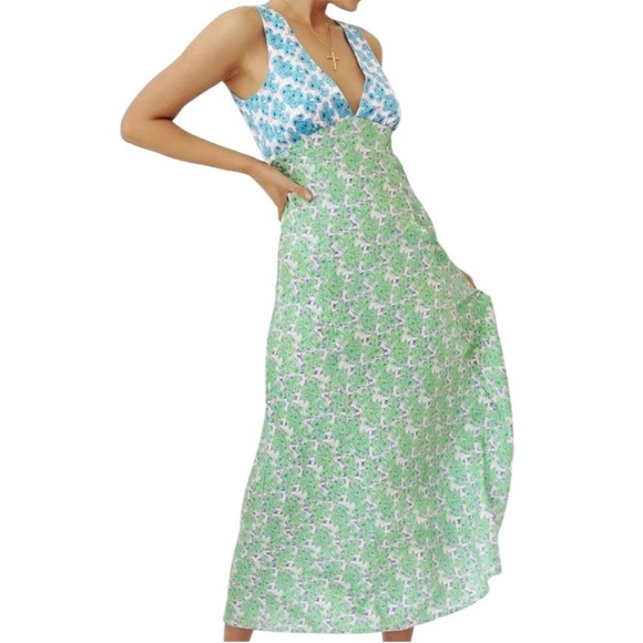 Two Toned Floral Maxi Dress - Picture 3 of 6